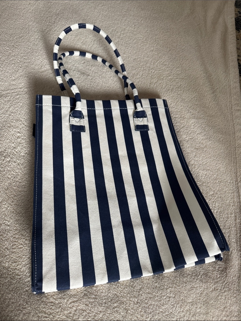 J. Crew Navy and White Striped Rectangular Tote Bag. NWOT